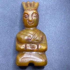 Very Beautiful Antique Tibetan Jade stone Carving Worshipper Statue