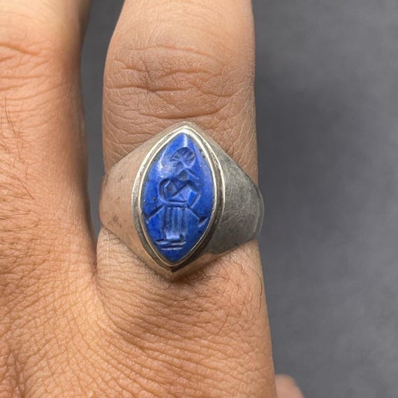Ancient Roman Solid Silver With natural Lapis laz… - image 3
