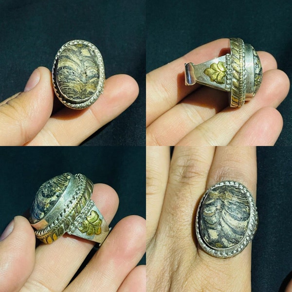 Very Beautiful Afghani ancient mosaic glass solid silver unique ring