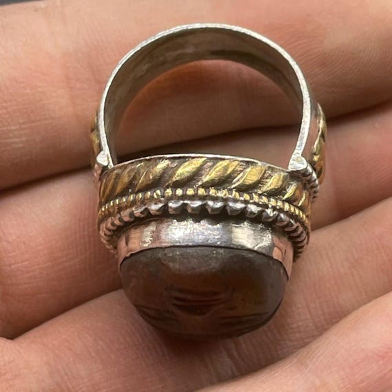 Ancient Roman Solid Silver Ring With Face Carved … - image 5