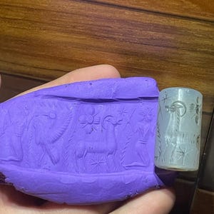 old agate cylinder seal bead rare intaglio stamp