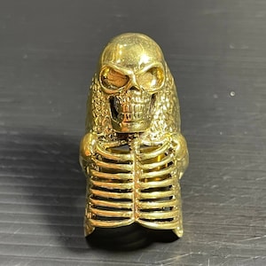 Beautiful Antique Stunning Gold Gilding Bronze Ring With Skull