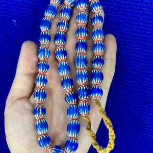 Vintage Venetian Glass Bead Strand: Blue Chervan African Trade Beads