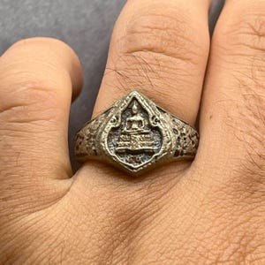Unique Vintage Tibetan Old Brass Buddha Depicting Ring