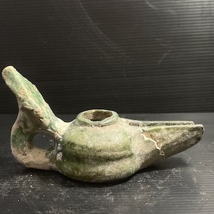 Certified very rare Ancient Byzantine terracotta oil lamp circa 700-800AD in good condition