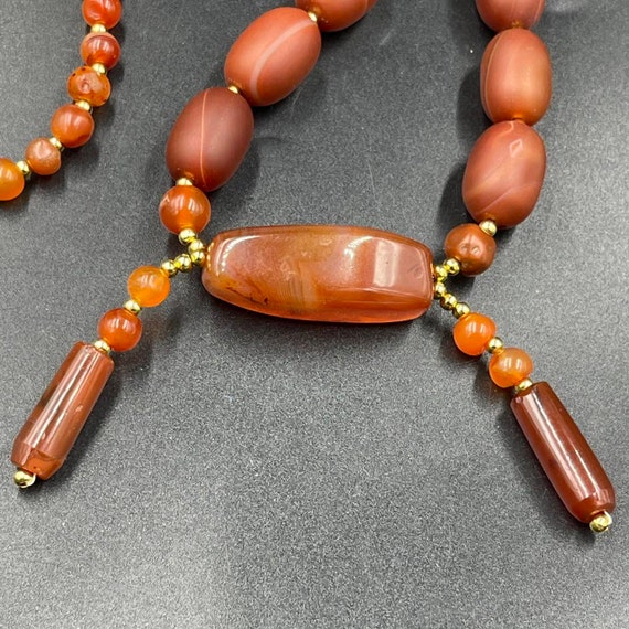 Collier Africain Ancien En Cornaline Et Quartz - Période Pré-1400, Fait Main, Occasion