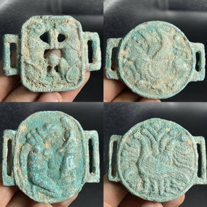 Sale 4 Pieces Authentic Antiques Ancient Roman Bronze Belt Bucklet Depicting Figures Extremely Rare Collection pieces