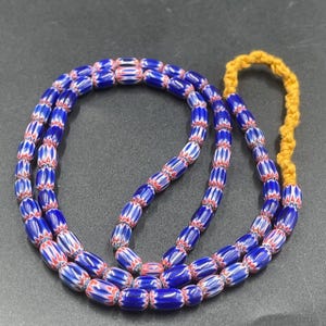 Antique Venetian Chevron Glass Bead Strand Necklace