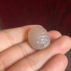 Bellissimo antico amuleto egiziano scarabeo bambino in agata intaglio timbro sigillo perlina