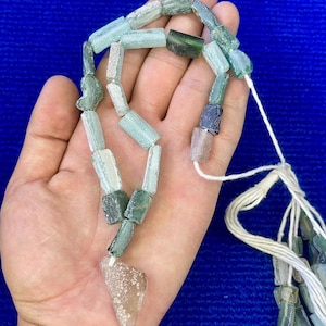 Ancient Roman Glass Bead Strand with Pendant: Jewelry Making Supply