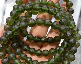 100% Natural Certified Moldavite Bracelet / Genuine Moldavite / Raw Moldavite Beads / Authentic Moldavite/ Moldavite From Czech Republic