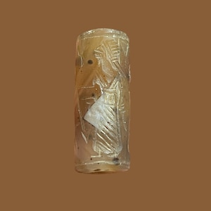 Near Eastern Ancient cylinder old agate Intaglio stone cylinder seal stamp bead