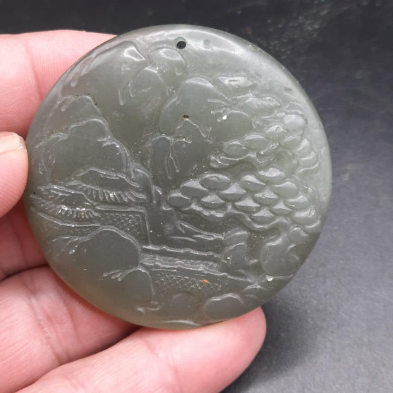 Beautiful vintage Tibetan Jade Stone both side ar… - image 3