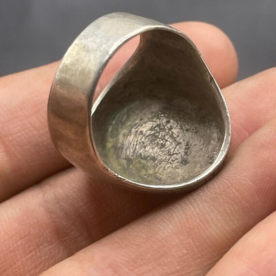Ancient Roman Solid Silver Ring With Airplane Car… - image 5