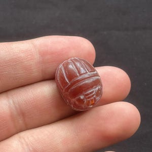 Bellissimo antico corniola in agata egizia scarabeo bambino amuleto intaglio re faccia sigillo timbro perlina