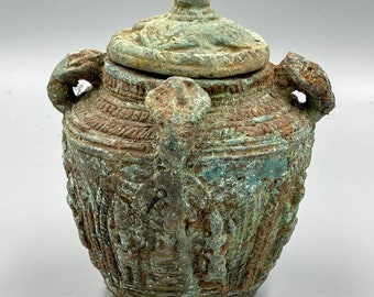 500BCE Ancient antique bronze lot Gandhara Depicting extremely rare Vasel