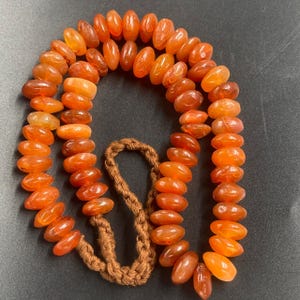 Old Carnelian Agate Beads Necklace: Middle Eastern Haqiq Talisman