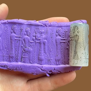 Near Eastern Ancient cylinder natural agate Intaglio stone cylinder seal stamp bead