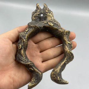 Unique Ancient viking era nordica bronze dragons carved bangle bracelet