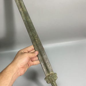 Collectable Ancient Near east old bronze large large sword with engravings on handle / ancient sword/antique sword/bronze sword/ ancient swo