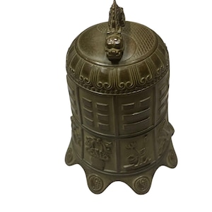 Ancient Tibetan Bronze Large Temple Bell With Unique Engravings collectable bell