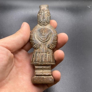 Beautiful unusual Antique Near Eastern Hard stone carving warrior statue