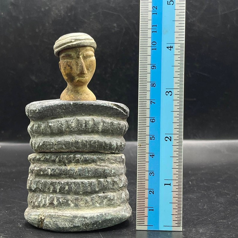 Antique Ancient Bactria-Margiana Bactrian Seated Stone Idol Seated from Central Asia image 9