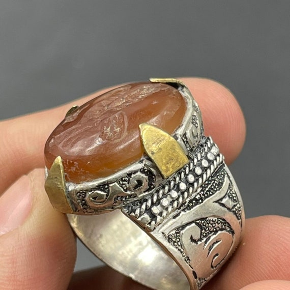 Beautiful Afghanistan Antique solid silver agate … - image 9