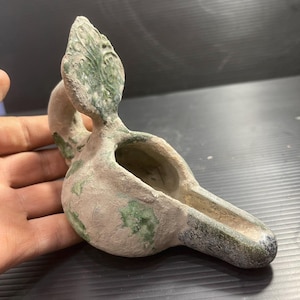 Certified Very Rare Ancient Byzantine terracotta oil lamp circa 700-800AD in good condition