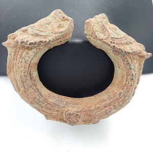 Circa 900-1100 AD Mesume Quality Ancient Viking Era Nordica Bronze Warriors Bangle Bracelet With 2 Snake Heads Figures FREE SHIPPING