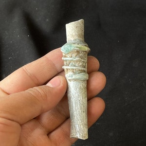 LARGE ancient Roman irdescent glass unique bottle with lovely Patina