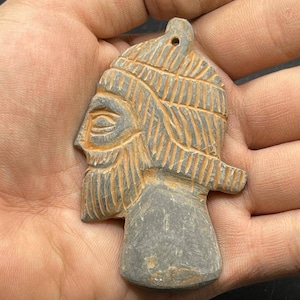 Wonderful Ancient Roman Emperor Stone Carved Head Statue Pendant