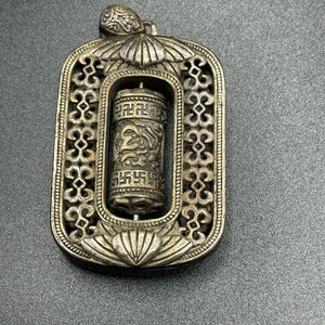 Antique Bronze Chinese Amulet Pendant: Carved Luck, Moving Scene