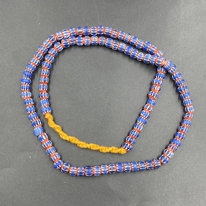 Antique Venetian Blue Chevron Glass African Trade Bead Necklace
