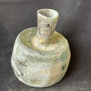 Wonderful Ancient Roman Irdescent glass unique bottle with beautiful Patina