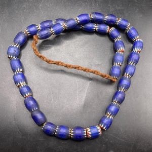 Unique Antique African old Blue Mosaic glass beads necklace  ,African Bead, Collectable bead, trade bead