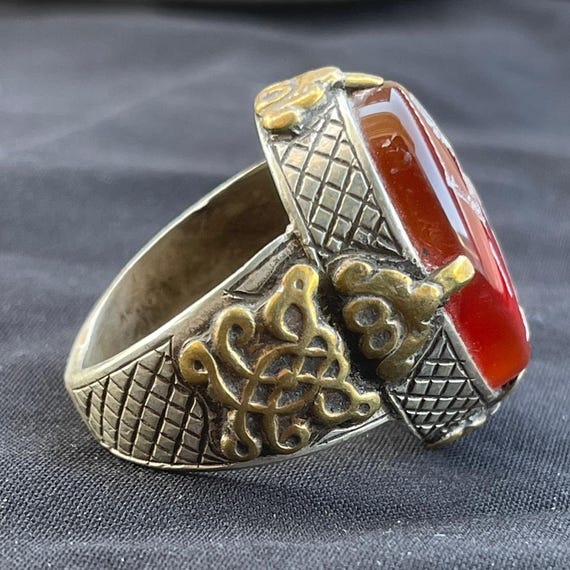 Antique Afghanistan Solid Silver Carnelian Agate … - image 2