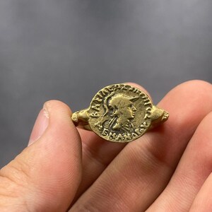 Ancient Bronze Bactrian Coin Ring: Authentic Artifact Jewelry