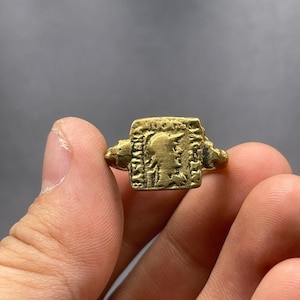 Unique Ancient Bronze old bactrian coin unique authentic Ring