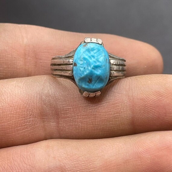 Ancient Roman Solid Silver With Natural Turquoise… - image 9