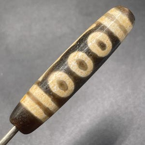 ANCIENT Etched  Rare 5 Eyes Dzi Old Tibetan Talisman Unique Amulet Bead