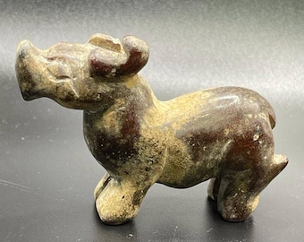 Circa 200BC Ancient Near Eastern Old Jasper Stone Carved Cow Statue