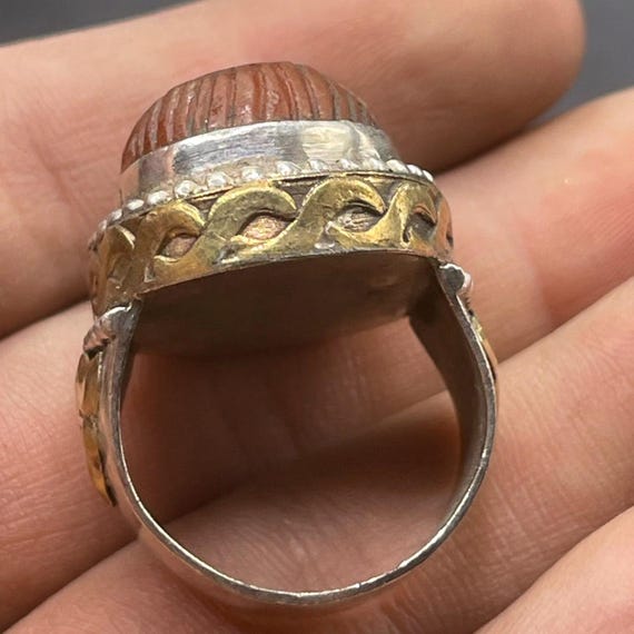 Ancient Roman Solid Silver Ring With Face Carved … - image 3