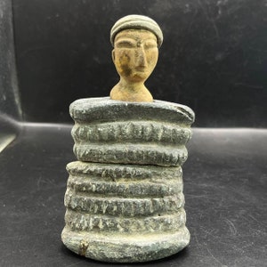 Antique Ancient Bactria-Margiana Bactrian Seated Stone Idol Seated from Central Asia image 1