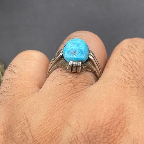 Ancient Roman Solid Silver With Natural Turquoise… - image 2