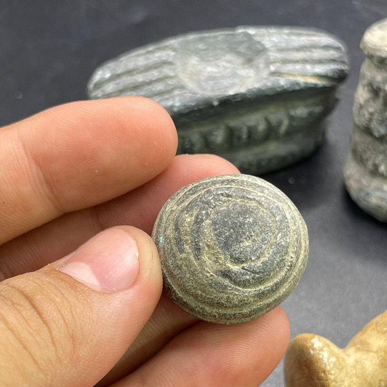 Antique Ancient Bactria-Margiana Bactrian Seated Stone Idol Seated from Central Asia image 6