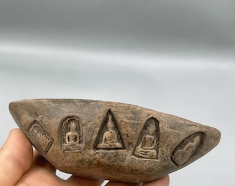 Himalayan Antique Ancient Tibetan Terracotta Budhha motives very unique bowl vase