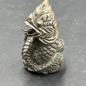 Bronze Dragon Ring: Carved Near Eastern Figure
