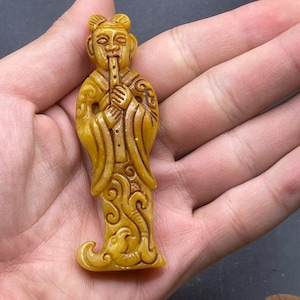 Very beautiful Old Antique Engraved Mongolian jade Stone Engraved Queen Figure Statue