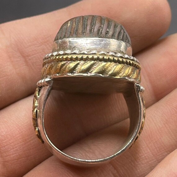 Ancient Roman Solid Silver Ring With Face Carved … - image 7